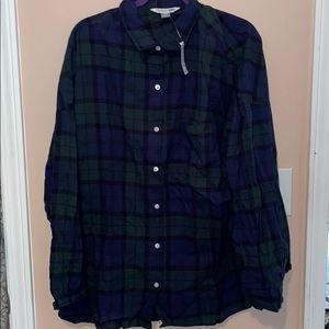 NWT Old Navy Boyfriend Shirt Tartan Print XXL